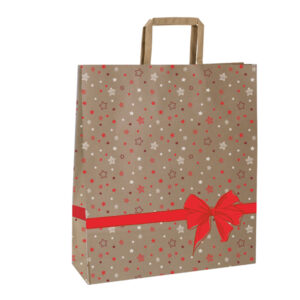 25 shopper natale carta c/maniglie piattina 22x10x29cm stars rosso