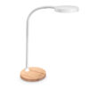 lampada a led flex desk bianco con base in legno