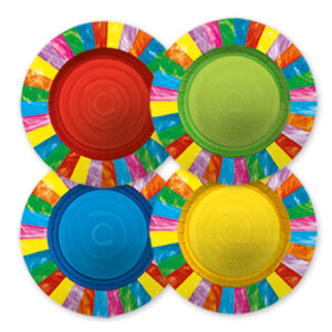 8 piatti in carta d25cm fantasia multicolor arcobaleno big party