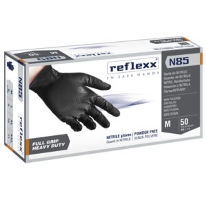 conf 50 guanti in nitrile n85b nero tg m ultra resistenti reflexx