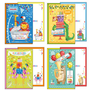 biglietto buon compleanno tema bambini 4 soggetti assortiti kartos