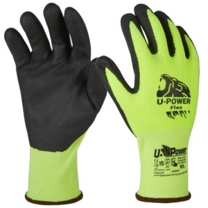 guanti di protezione flex taglia 08 verde fluo nero c/polsino giallo u-power