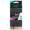 astuccio 12 matite triangolari black edition pastel e neon faber-castell