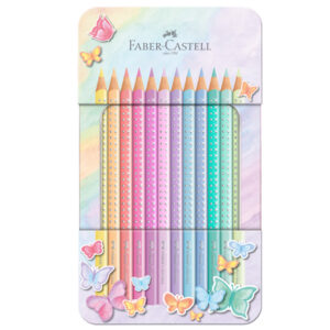 astuccio in metallo 12 matite colorate sparkle pastel assortite faber castell