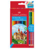 astuccio 12 matite colorati eco il castello+3 bicolor faber castell