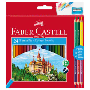 astuccio 24 matite colorati eco il castello+3 bicolor faber castell