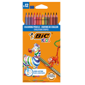 astuccio 12 matite evolution stripes colori assortite bic