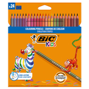 astuccio 24 matite evolution stripes colori assortite bic