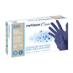 conf 100 guanti nitrile ipoallergenici n350 s/accelerenti taglia l blu reflexx