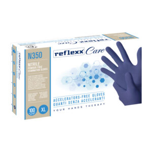 conf 100 guanti nitrile ipoallergenici n350 s/accelerenti taglia xl blu reflexx