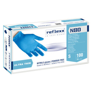 conf 100 guanti in nitrile ultrasottili n80b taglia s azzurro reflexx