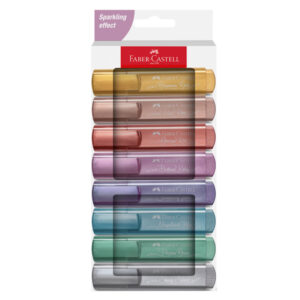 astuccio 8 evidenziatori textliner 46 colori assortiti metallic faber castell