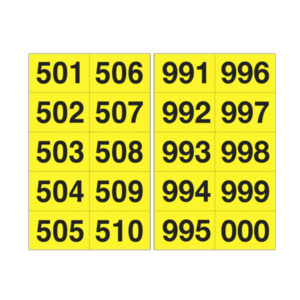 kit numeri adesivi da 501-999 nero/giallo 45 x 24mm