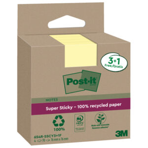 cf. 3+1pz blocco 70fg post-it supersticky green 76x76mm 654r-sscy3+1 giallo