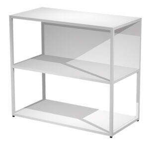 libreria bassa a giorno 90x44cm - h80cm bianco - gamba bianco essence