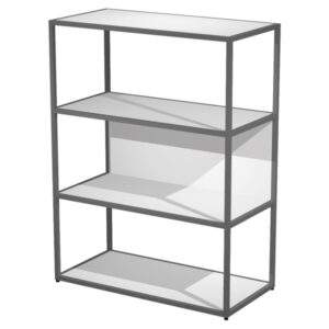 libreria media a giorno 90x44cm - h119cm bianco - gamba antracite essence