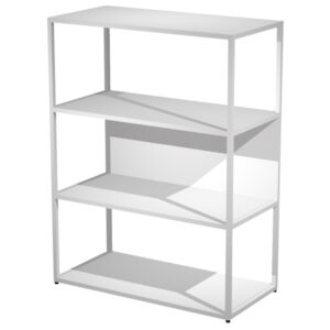 libreria media a giorno 90x44cm - h119cm bianco - gamba bianco essence