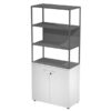 libreria alta metal + arm. basso bianco/bianco/antracite/str.antracite essence