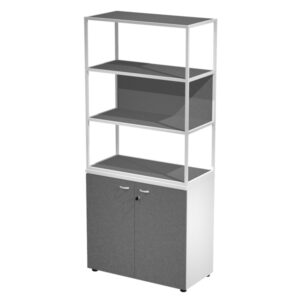 libreria alta metal + arm. basso bianco/bianco/antracite/str.bianco essence