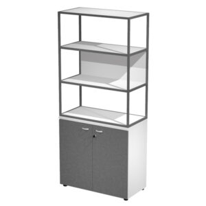 libreria alta metal + arm. basso bianco/antracite/bianco/str.antracite essence