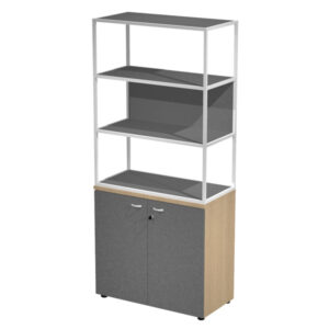 libreria alta metal + arm. basso rovere/antracite/antracite/str.bianca essence