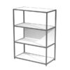 libreria 4 ripiani 90x44h122cm con struttura metal antracite- bianco modular