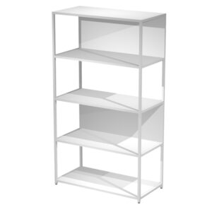 libreria 5 ripiani 90x44h161cm con struttura metal bianco - bianco modular