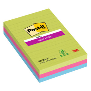 blocco 90foglietti post-it super sticky righe 101x152mm 660-3ssuc colori ultra