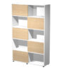 libreria alta a 5 ripiani ante scorr. 120x35cm h191cm rovere/bianco - tetris