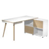 workstation midi 130x120xh81,5cm gambe in legno bianco/rovere