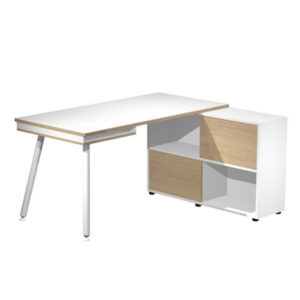 workstation maxi 160x140xh81,5cm gambe in metallo bianco/rovere