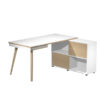 workstation maxi 160x140xh81,5cm gambe in legno bianco/rovere