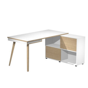 workstation maxi 160x140xh81,5cm gambe in legno bianco/rovere