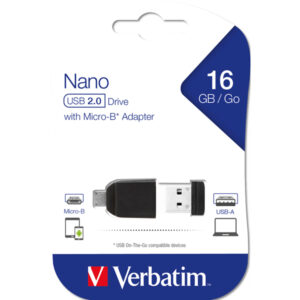 memoria usb2.0 16gb store 'n' stay nano + otg micro usb adapter