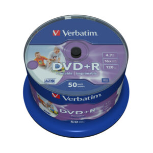 scatola 50 dvd+r 4.7gb / 120' stampabile wide print no id nr. spindle