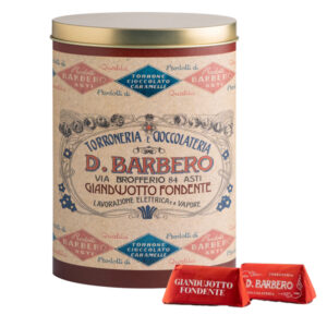 gianduiotti gusto fondente in scatola di metallo barbero -prodotto stagionale