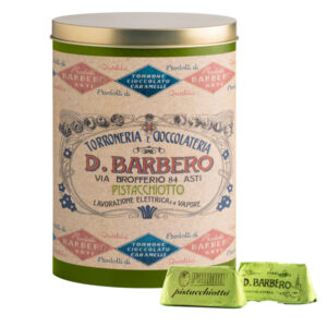 gianduiotti gusto pistacchio in scatola di metallo barbero-prodotto stagionale