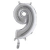 palloncino in mylar h.36cm numero '9' argento big party