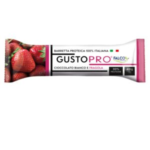 barretta proteica gustopro 40gr cioccolato bianco e fragola falco