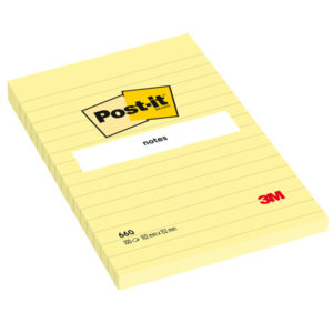 blocco 100fg post-it giallo canary 102x152mm giallo a righe 660