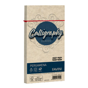 25 buste calligraphy pergamena 110x220mm 90gr sabbia favini