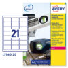 poliestere adesivo l7060 bianco 20fg a4 63,5x38,1mm (21et/fg laser avery