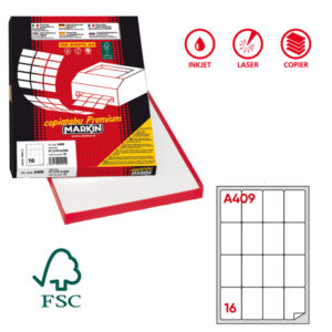 etichetta adesiva a/409 bianca 100fg a4 47,7x70mm (16eti/fg markin