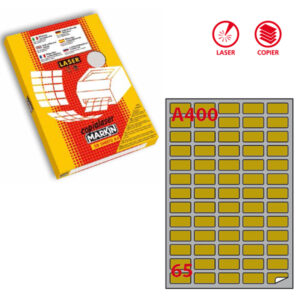 etichetta adesiva a/400 oro 100fg a4 laser 38,1x21,2mm (65et/fg markin