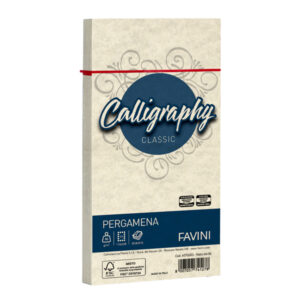 25 buste calligraphy pergamena 110x220mm 90gr naturale favini