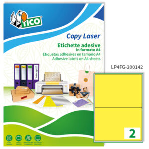 etichetta adesiva lp4f giallo fluo 70fg a4 200x142mm (2et/fg tico