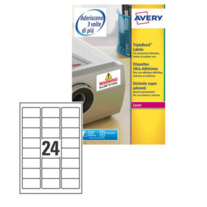 poliestere adesivo extra l6141 bianco 20fg a4 63,5x33,9mm (24et/fg laser av