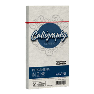 25 buste calligraphy pergamena 110x220mm 90gr perla favini