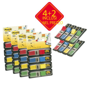 segnapagina post-it pack 4+2 blister 140 index mini in 4 colori classici