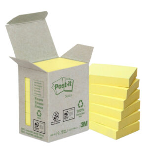 blocco 100foglietti post-it notes green 38x51mm 653-1b giallo